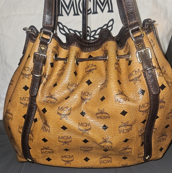 MCM Draestring Leather Shoulder Bag - Picture 7 of 9
